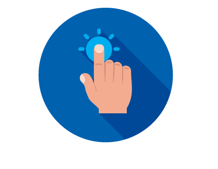 A finger clicking on a button